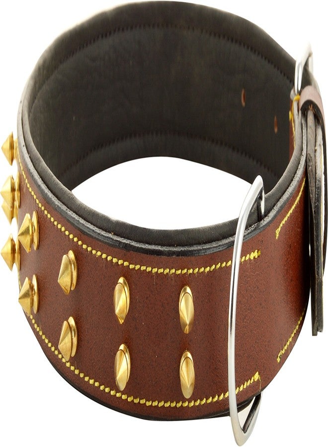 Skora Export Quality Genuine Brass Spiked Leather Dog Collar - 1.25Inch (ML) Dog Everyday Collar (Large, Black) - Image 2